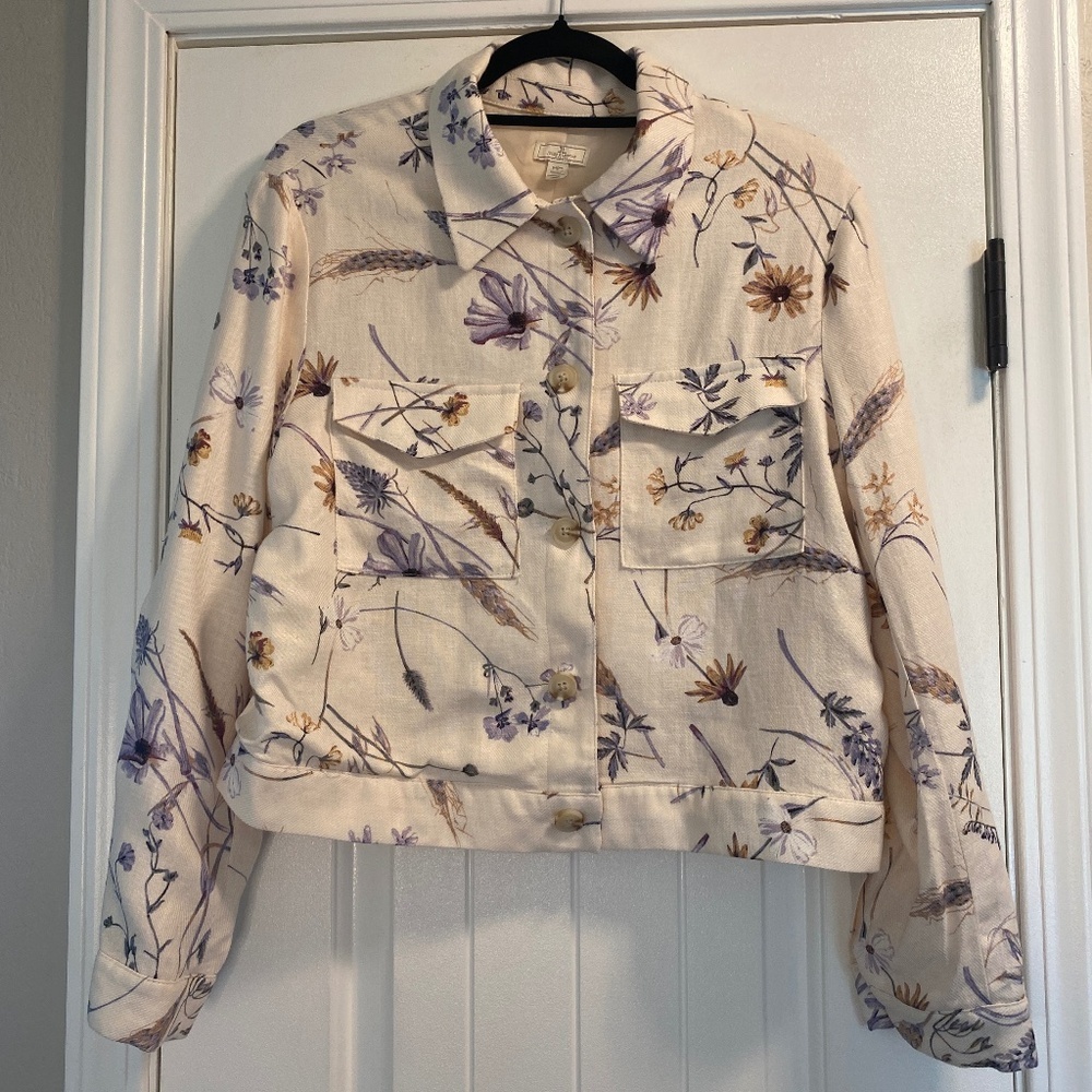 Jules and Leopold Casual Linen Blend Jacket Floral Size Medium